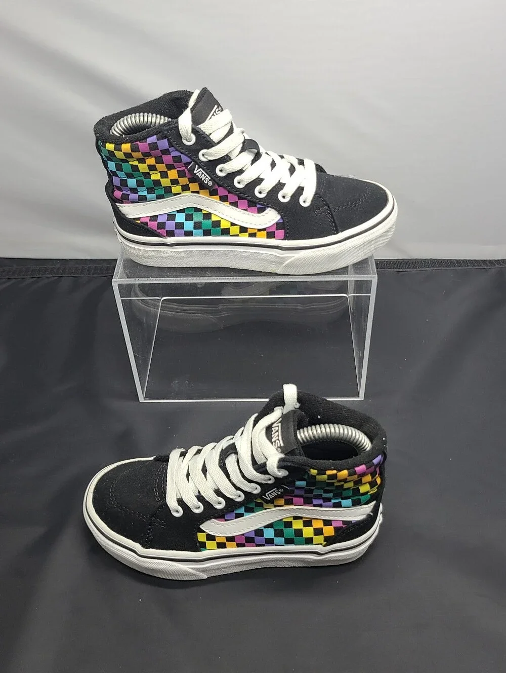 Vans Filmore High Top Rainbow Check Sneakers kids Toddler size 12C